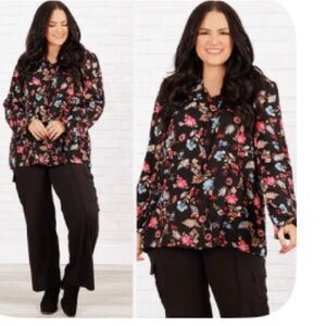 Chic Soul Black and Pink Boxy Blouse